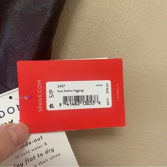 Spanx Faux Leather Leggings in Wine Size Small NWT New - Picture 9 of 16